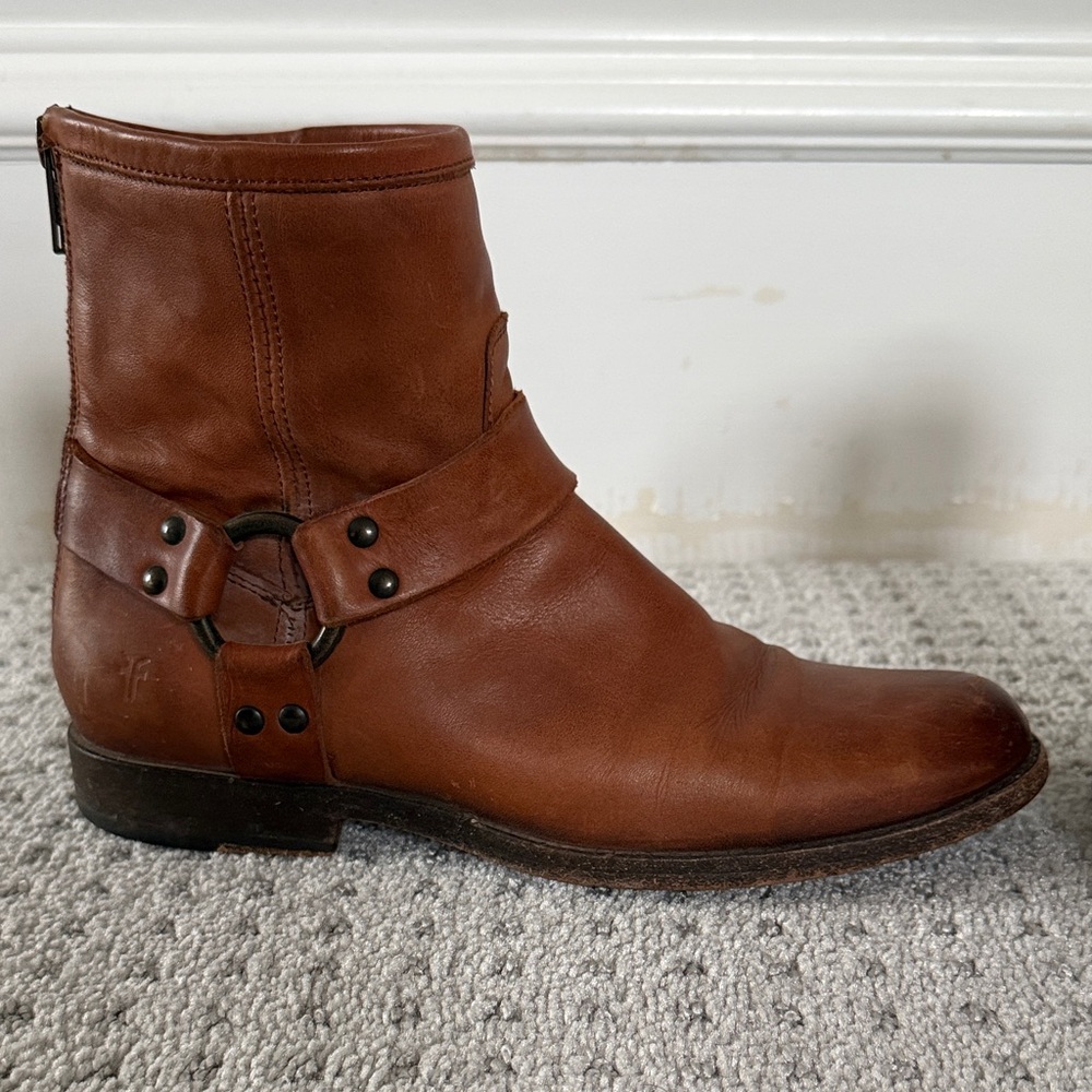 Frye Tan Leather Ankle Boots